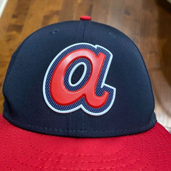 New Era 59 Fifty MLB Atlanta Braves 2018 Spring Training Hat Navy Red Mens 6 7/8 - Picture 2 of 7